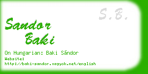 sandor baki business card